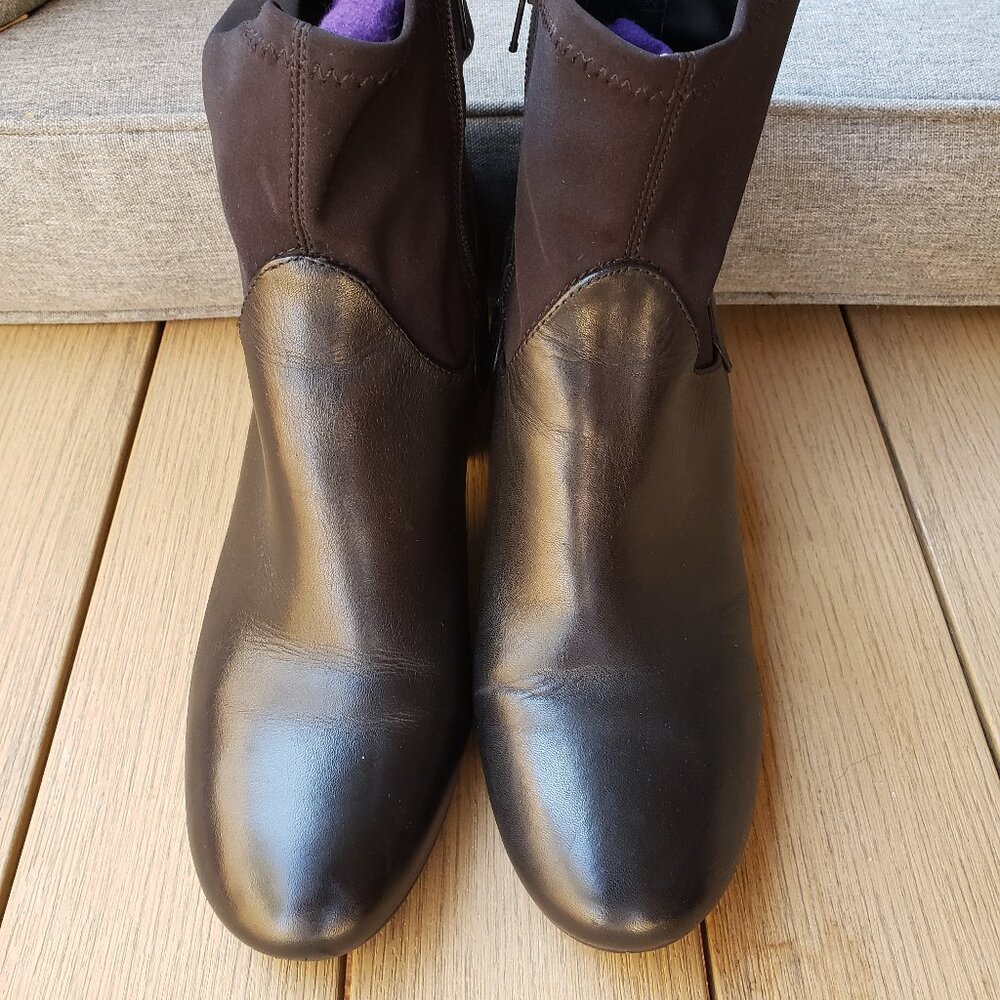 EUC NINE WEST NW7 GoalKeep leather jet black heel ankle boots (9)